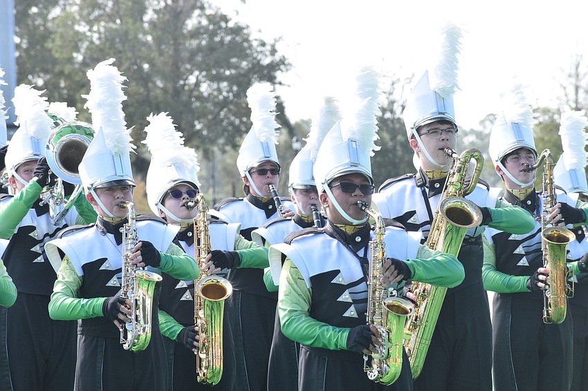 Lakewood Ranch High School marching band members leave it all on the field.