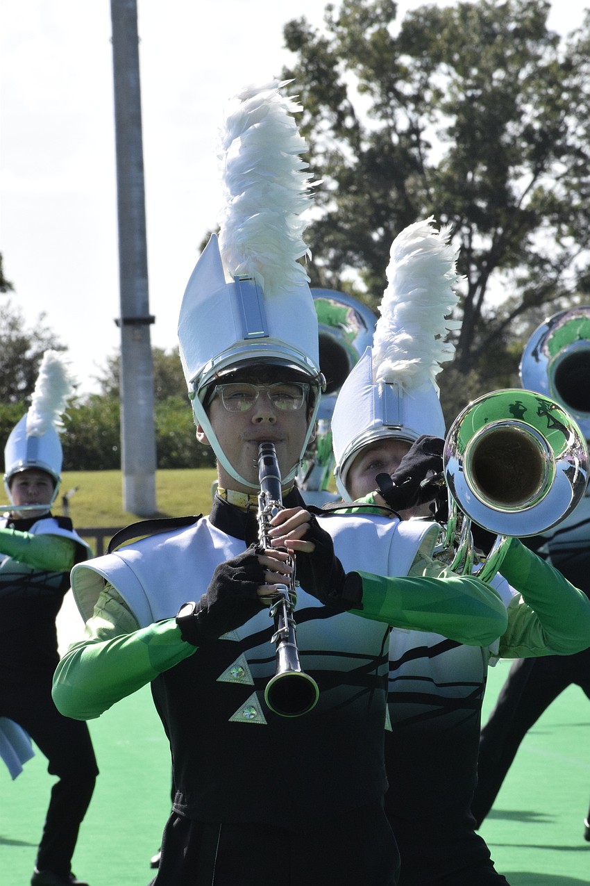 Lakewood Ranch's Jonathan Torres plays clarinet with the Marching Mustangs.
