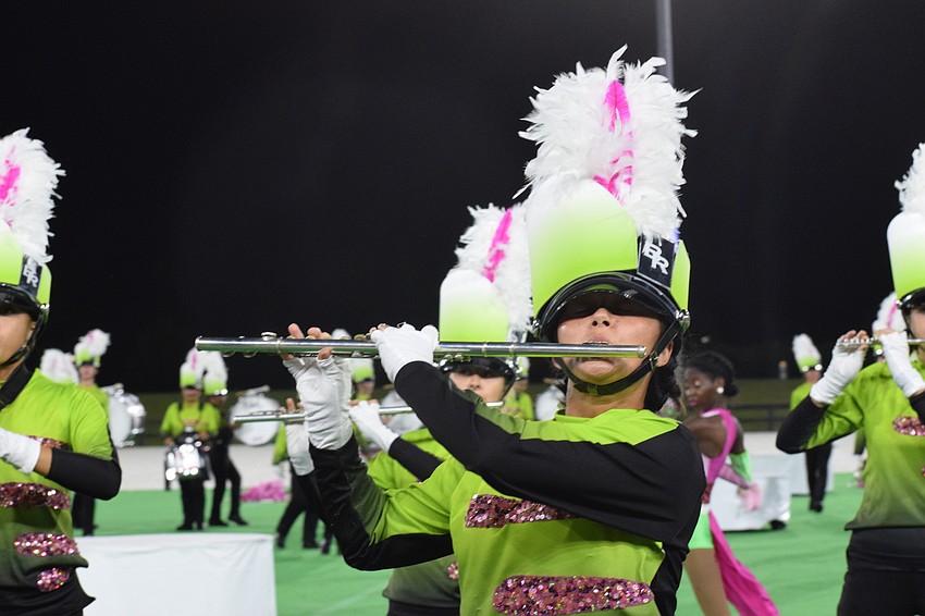 Braden River's Cailyn Stephens performs during the state marching band championships in Ocala.