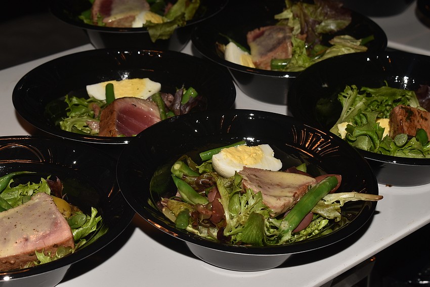 One of the dishes was seared tuna.