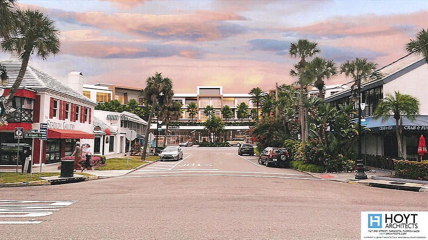 Jebco Ventures and Property Markets Group proposed a residential-focused mixed-use project. Rendering via city of Sarasota