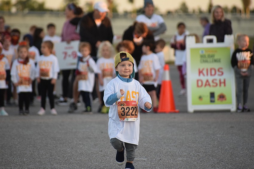 One runner took off a little early at the start of the 4-5-year-old age division Kids Turkey Dash.