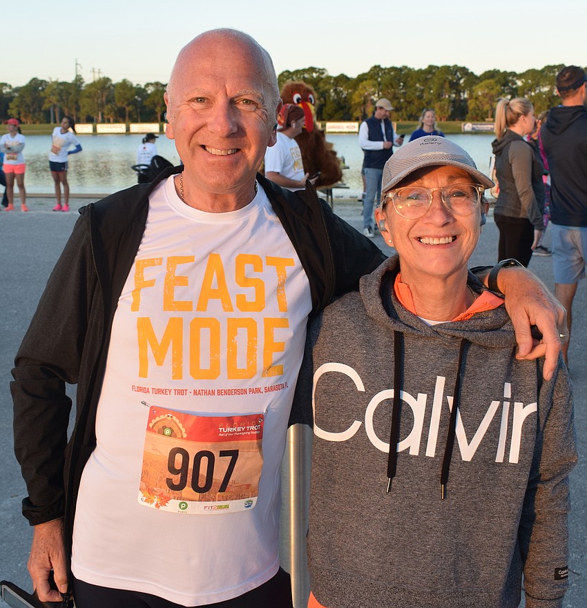 Alan and Sue Peckham were visiting from West Sussex, United Kingdom. They plan to make the Florida Turkey Trot a tradition. It was their second one.