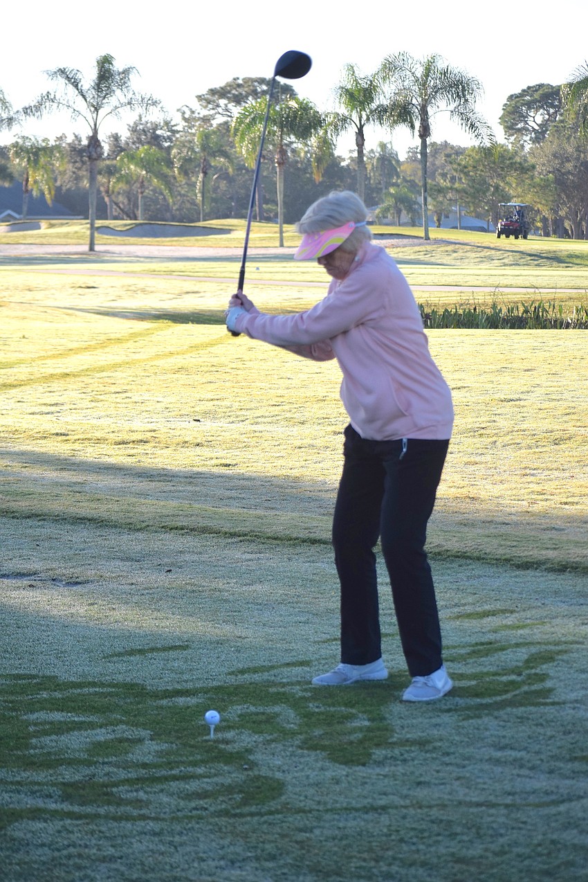 Palm Aire Country Club member Delores Jacksland  was chosen to hit one of the first shots because she is tied as the longest term member at 36 years.