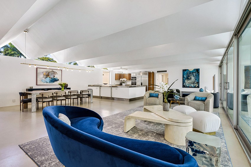 The home's iconic roofline is represented indoors as well.