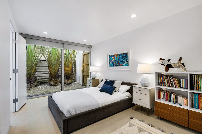 Bedrooms overlook a Zen garden.