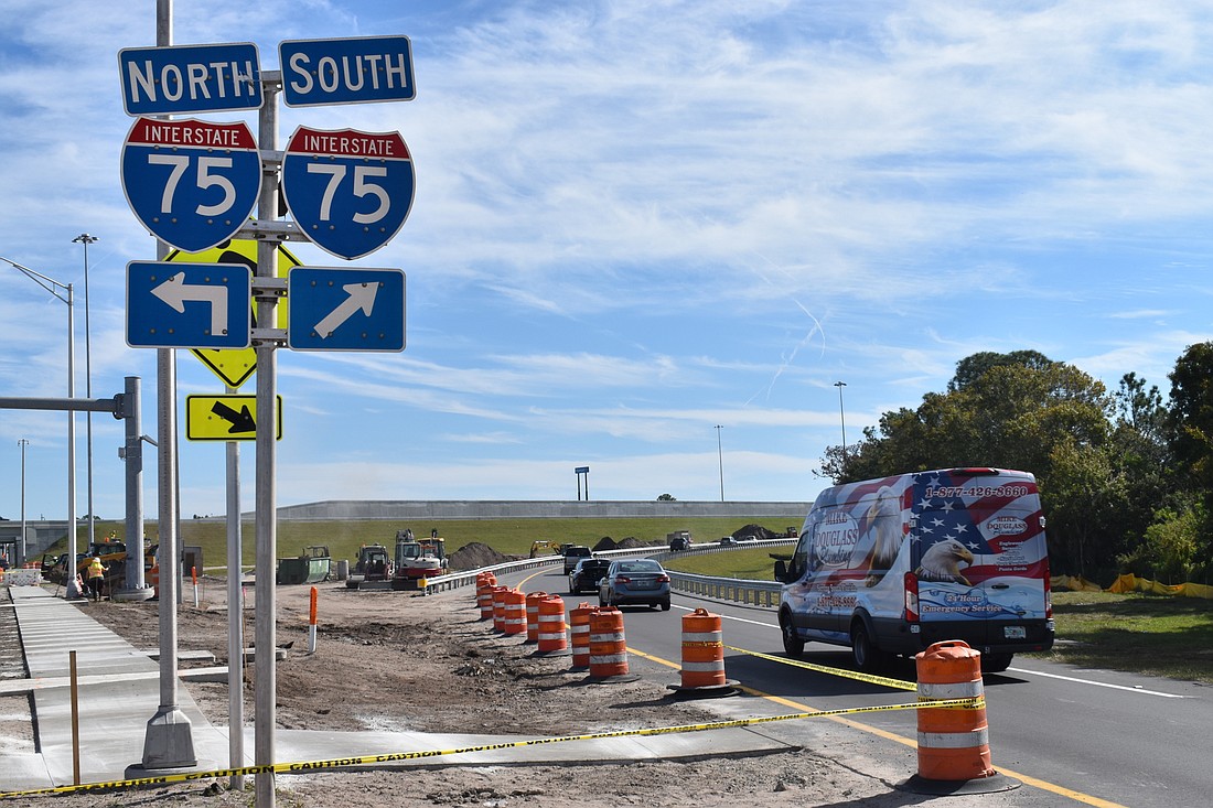 Cars make their way onto the new southbound on-ramp to Interstate 75 from eastbound State Road 70 on Dec. 3. The ramp opened to traffic on Nov. 10.