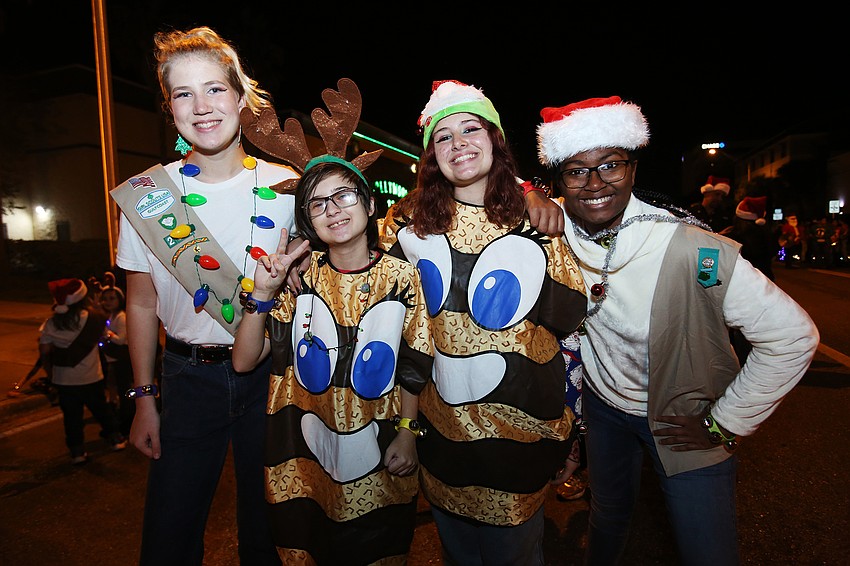 Kalina Ernst, Andrew Taylor, Olivia Thayer and Gabriella Stafford with the Girl Scout Troop 254