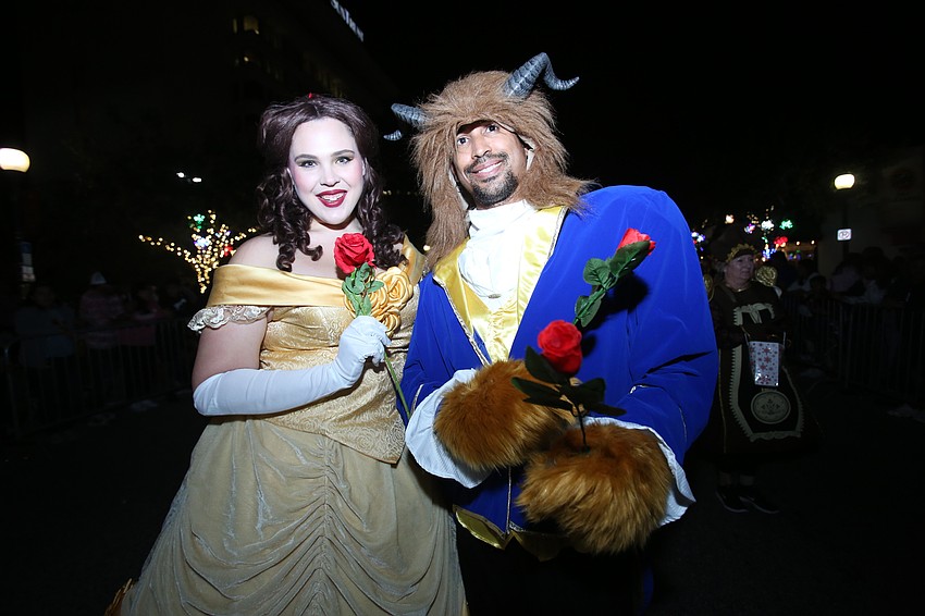 Members of the Jump Dance Company dress as Beauty and the Beast