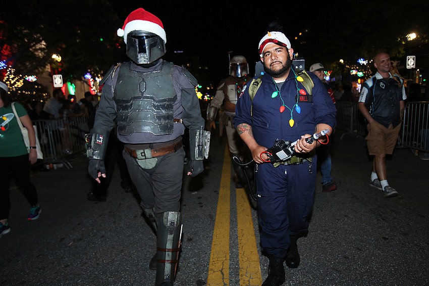 Miguel Cardona as the Mandalorian and Kenny Hall as a Ghostbuster