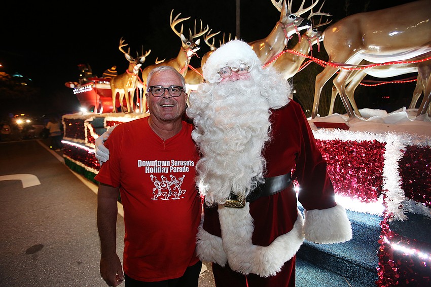 Parade organizer Danny Bilyeu and Santa Claus