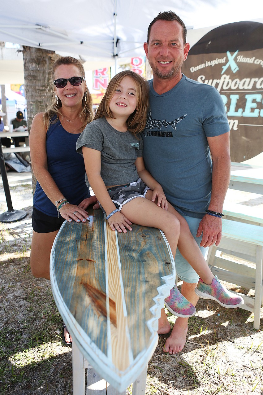 Jessie Gill, Morgan Tremper and John Hendershott with surfboardtables.com.
