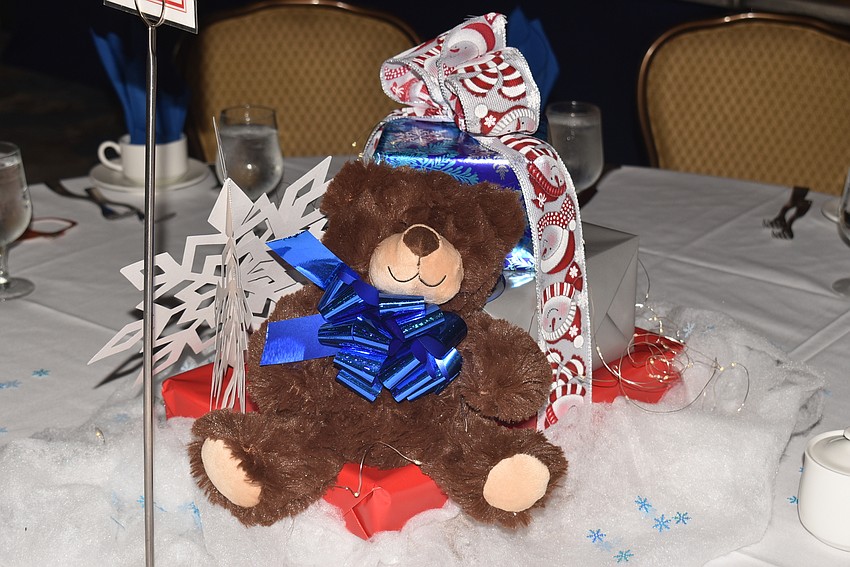 The centerpieces featured festive teddy bears.