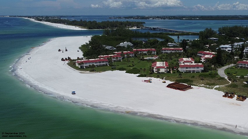 SEPTEMBER:  Sand dredging work is finishing up on the north end of the island.
