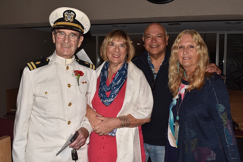 NOVEMBER: Navy veteran Bill Evanko with Valerie Evanko and Roy and Donna Brown at Longboat Island Chapel.