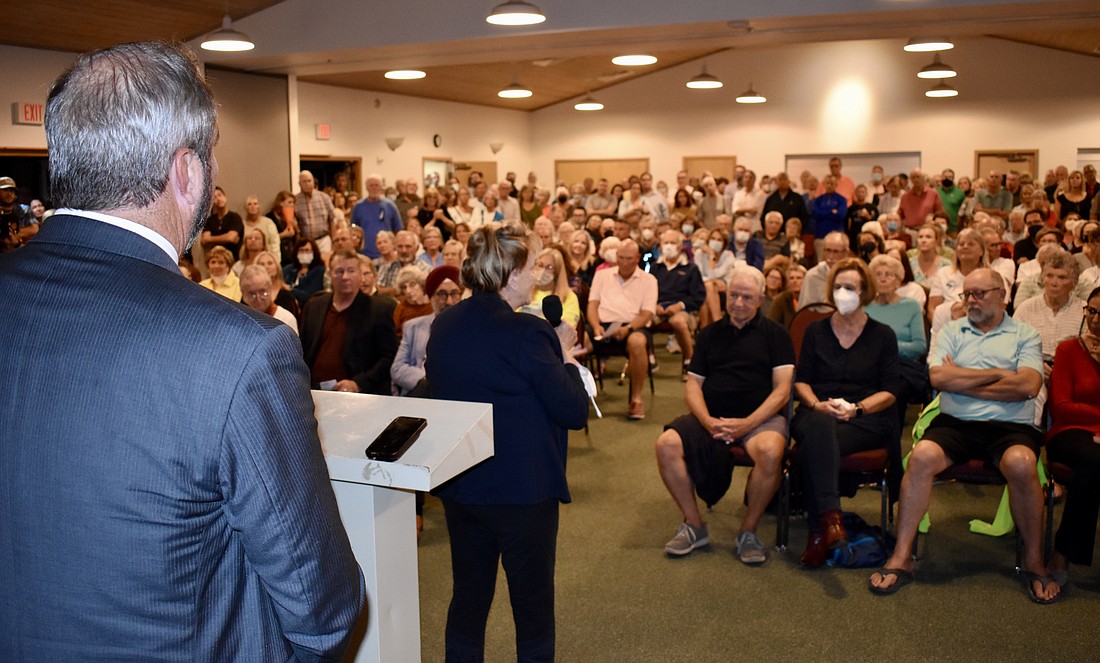 Hundreds packed the Siesta Key Chapel fellowship hall and grounds on Wednesday.
