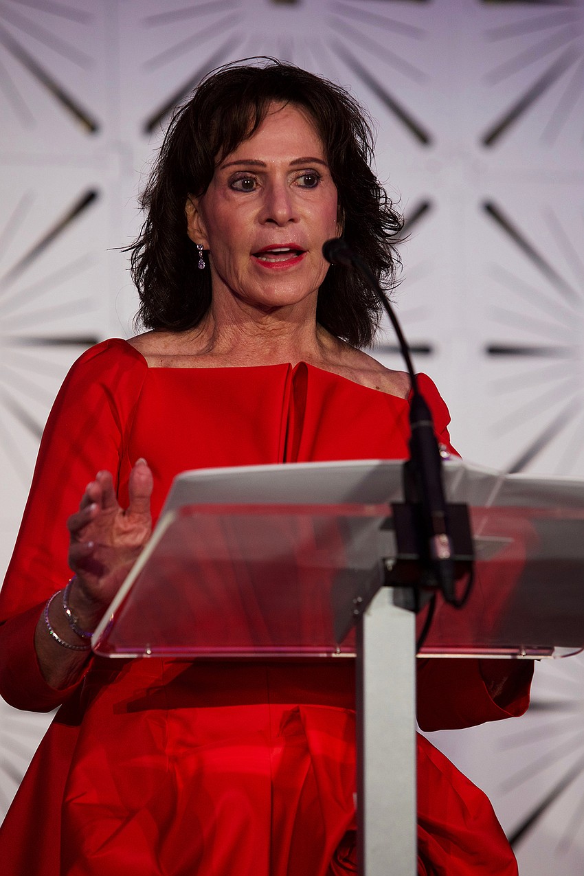 Elaine Crouse speaks to the crowd.