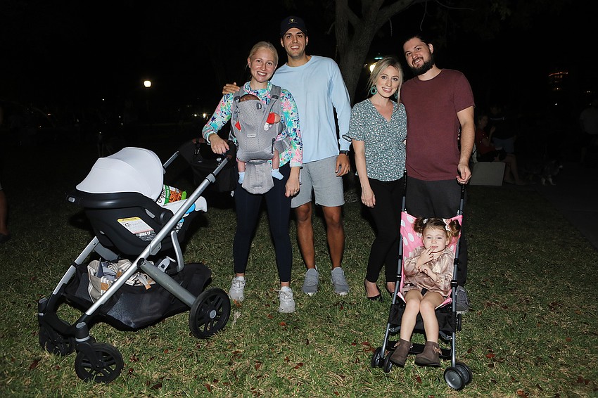 Tasha, PJ and Ian Turner with Kaitlyn, Steven and Isla Burrows