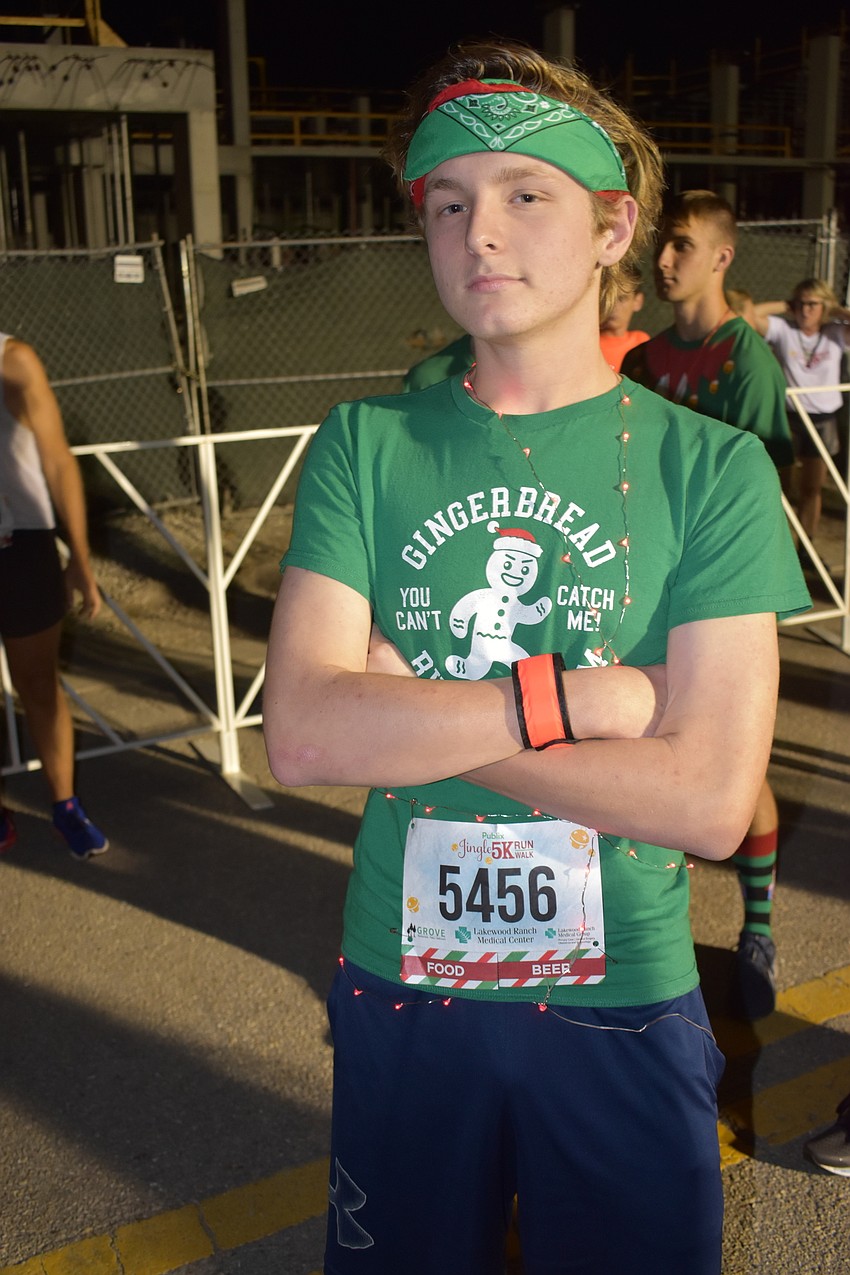 Trevor Connatser of Lithia wears a necklace of lights.