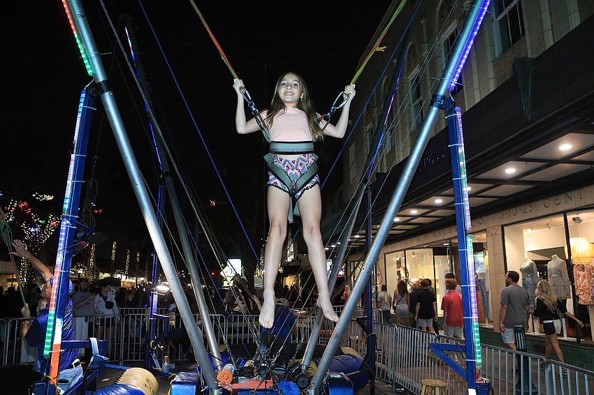 Morgan Fleming bounces as high as she can.