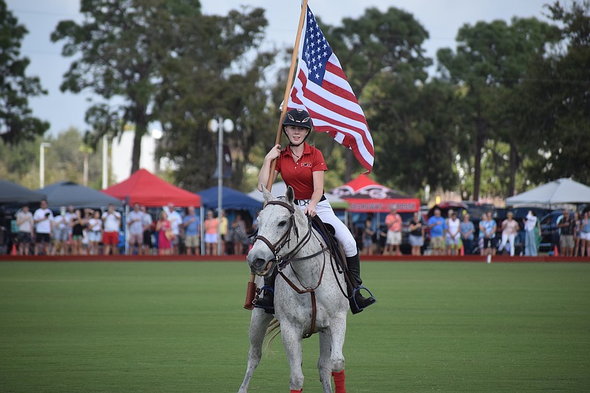 Polo Club's Hanna Hornung presented the colors before Sunday's championship match and then played for Organic Matters/North South Wealth Management in the consolation match. She is 13.
