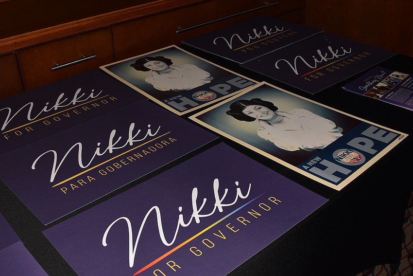 Nikki Fried had posters announcing her gubernatorial run.