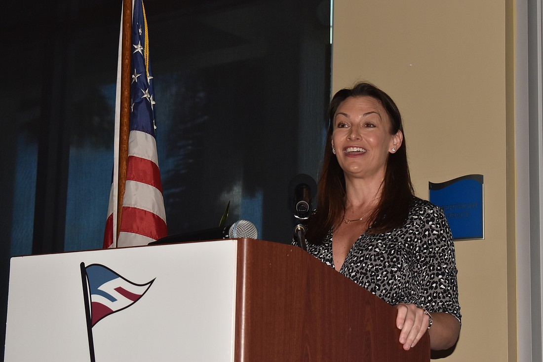 Nikki Fried speaks to the Longboat Key Democratic Club in January of 2022.