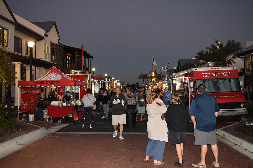 More than a dozen food trucks line the streets of Waterside Place Jan. 5.