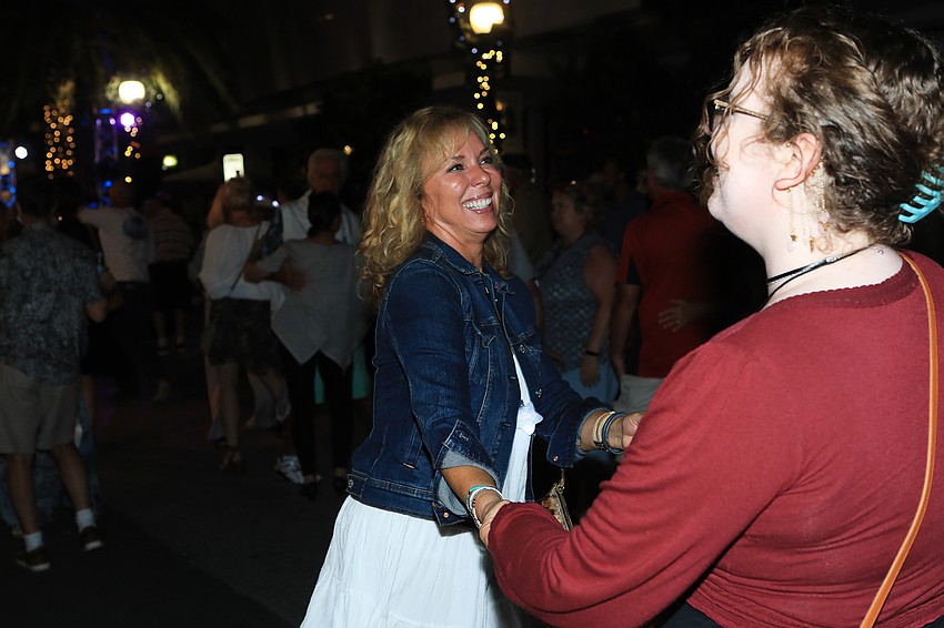 Holly Righter dances with Annabel Sagan.