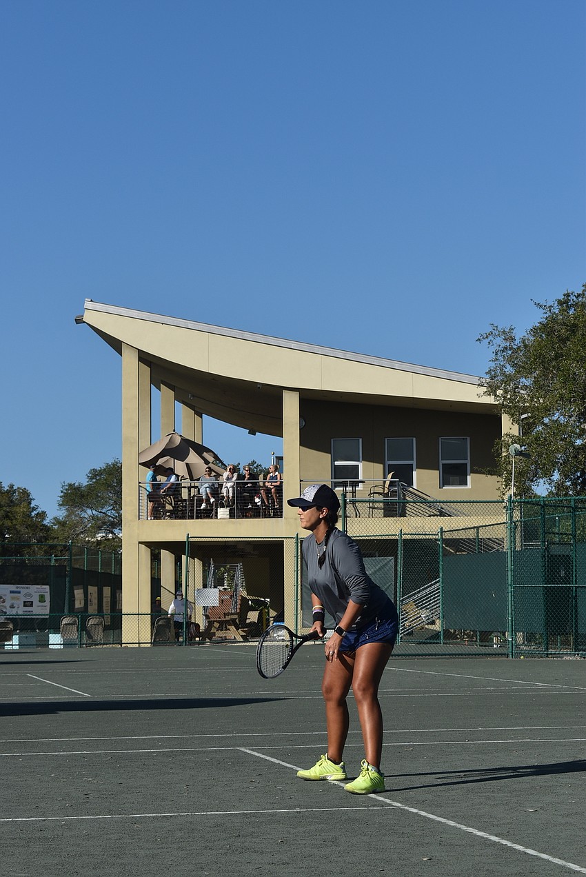 Zo Sandoval lines up for a point.