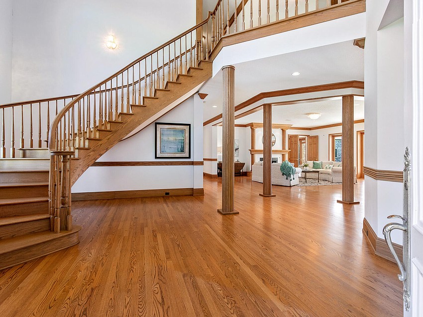 The main home's staircase to the second level