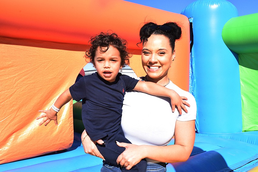 Tampa's Levi Nunez, who is 3 years old, and his mother, Chelsea Nunez, have fun at Big Bounce America.