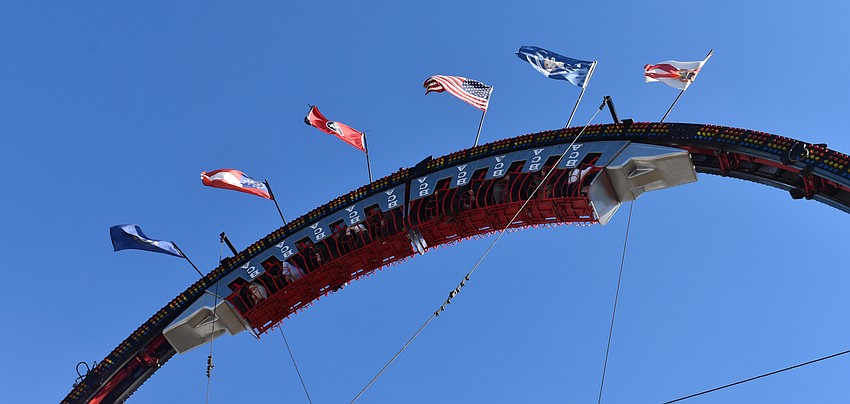 The Ring of Fire rollercoaster gives riders a thrill by stopping while completely inverted.