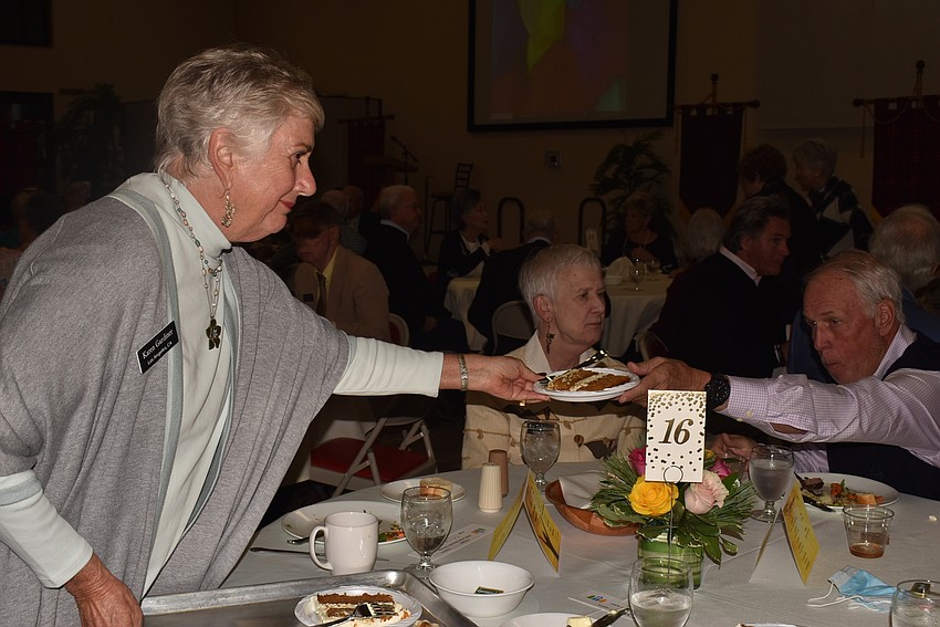 Karen Gardiner handed out carrot cake.