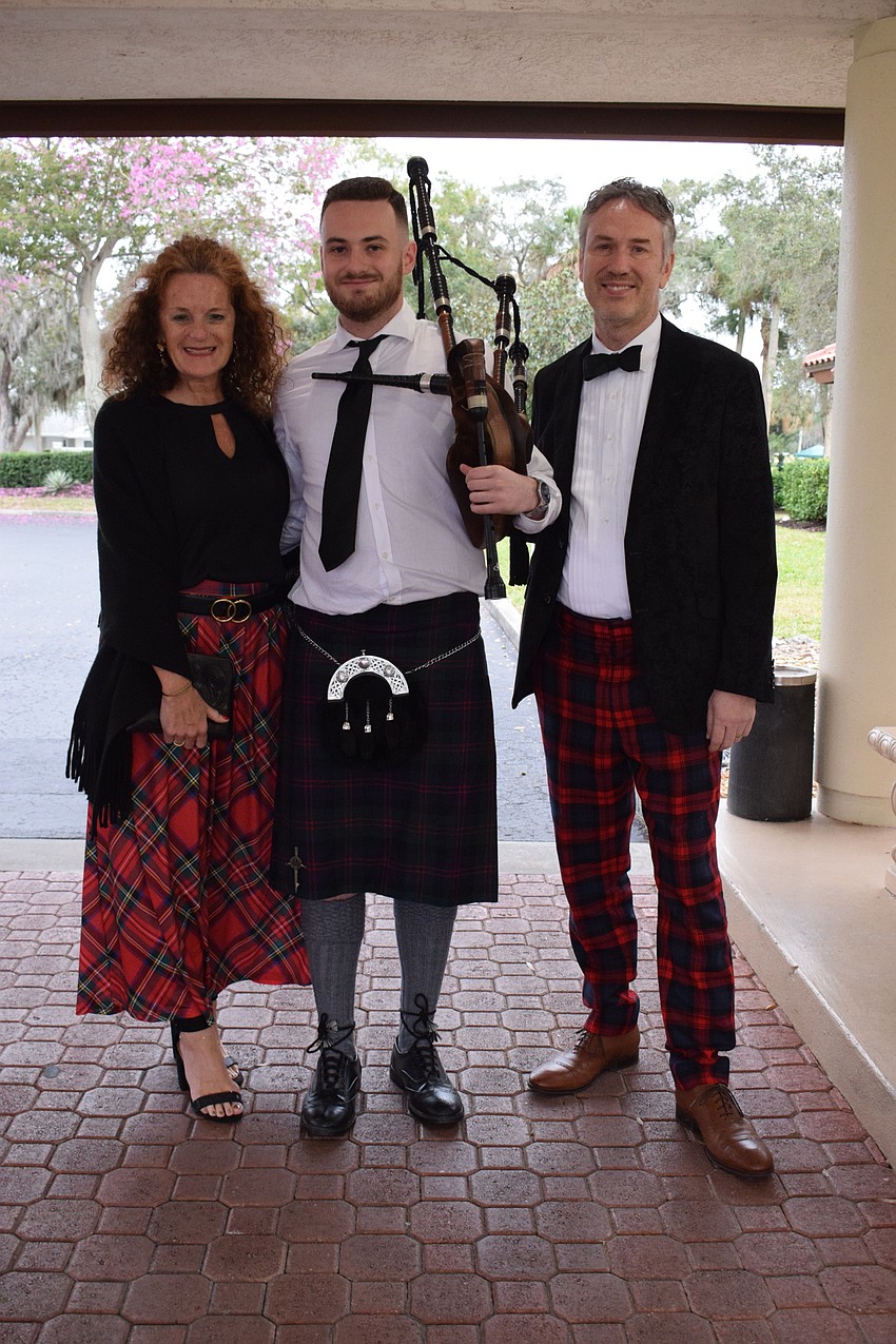 Sarasota's Marianne Ferrier, Lewis Ferrier and Paul Ferrier are ready to celebrate Robert Burns during the annual Burns Supper.