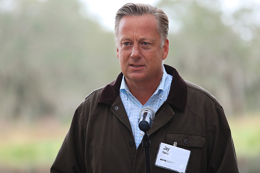 Community Foundation of Sarasota County vice president of philanthropy Jay Young addresses the crowd.