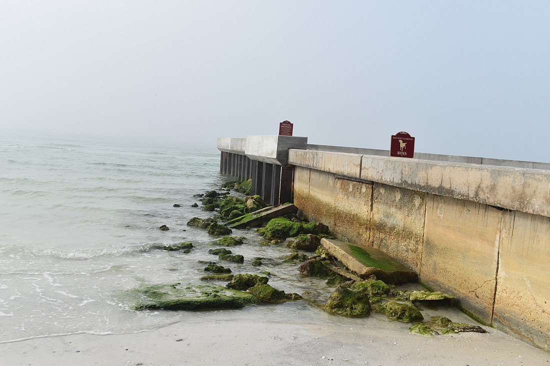 The Ohana seawall extends well into the Gulf of Mexico. File photo