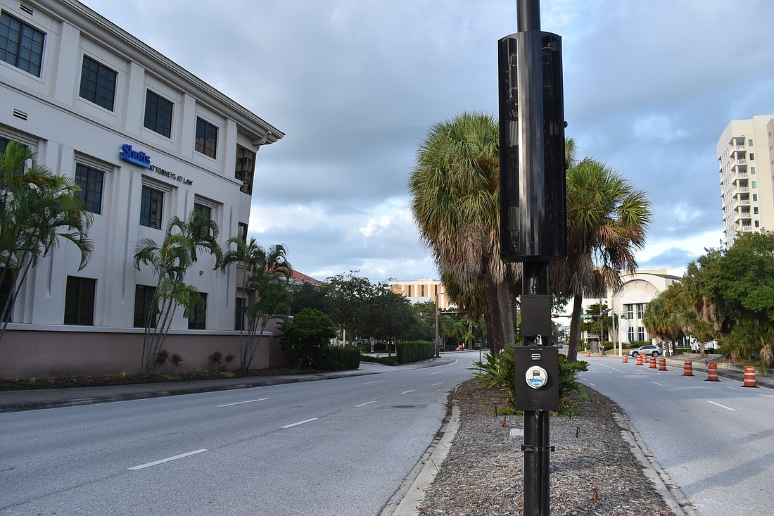 The city of Sarasota has similar poles that the town of Longboat Key is considering for wireless carriers to properly install their infrastructure. File photo