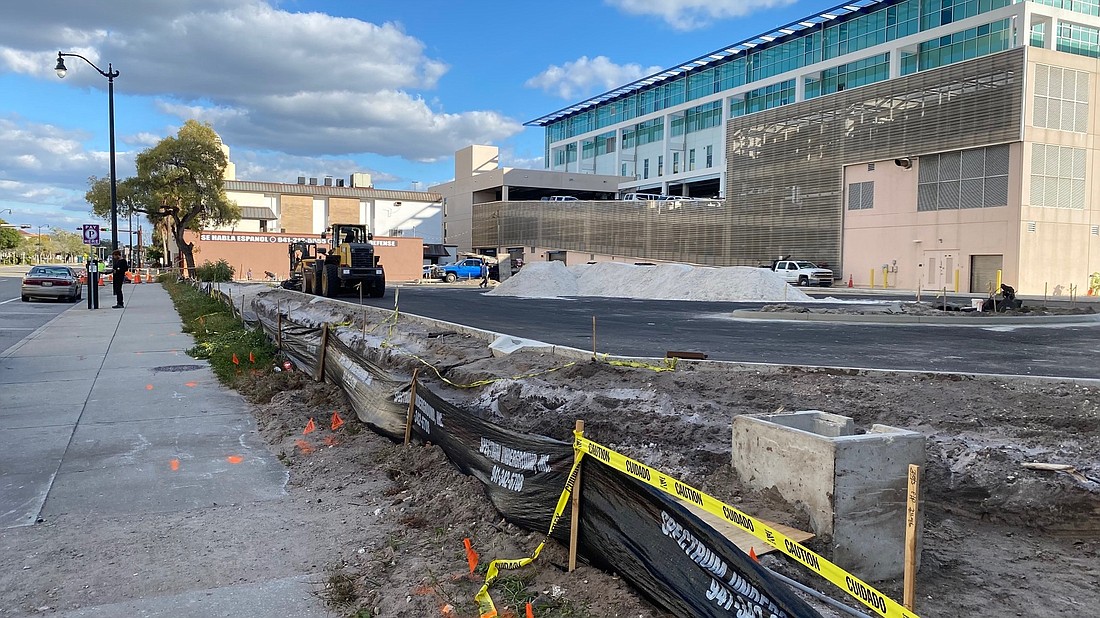 Construction on the new judicial parking lot on Ringling Boulevard