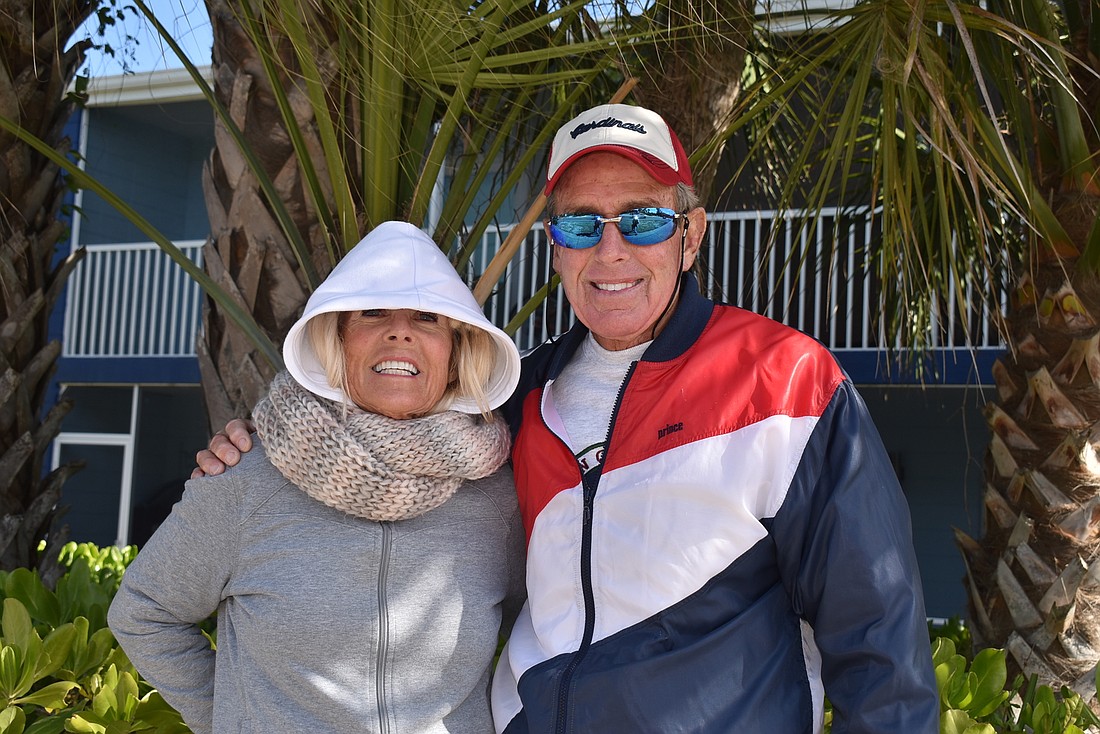 Mary Ann and Kirt Bopp, who are from Missouri, still get their 5-mile walks in every day despite the cold. Kirt Bopp said he was really only bothered by the wind, but Mary Ann Bopp was cold.