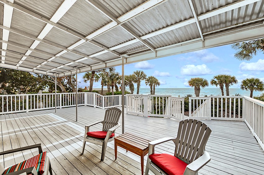The porch overlooks the Gulf of Mexico.