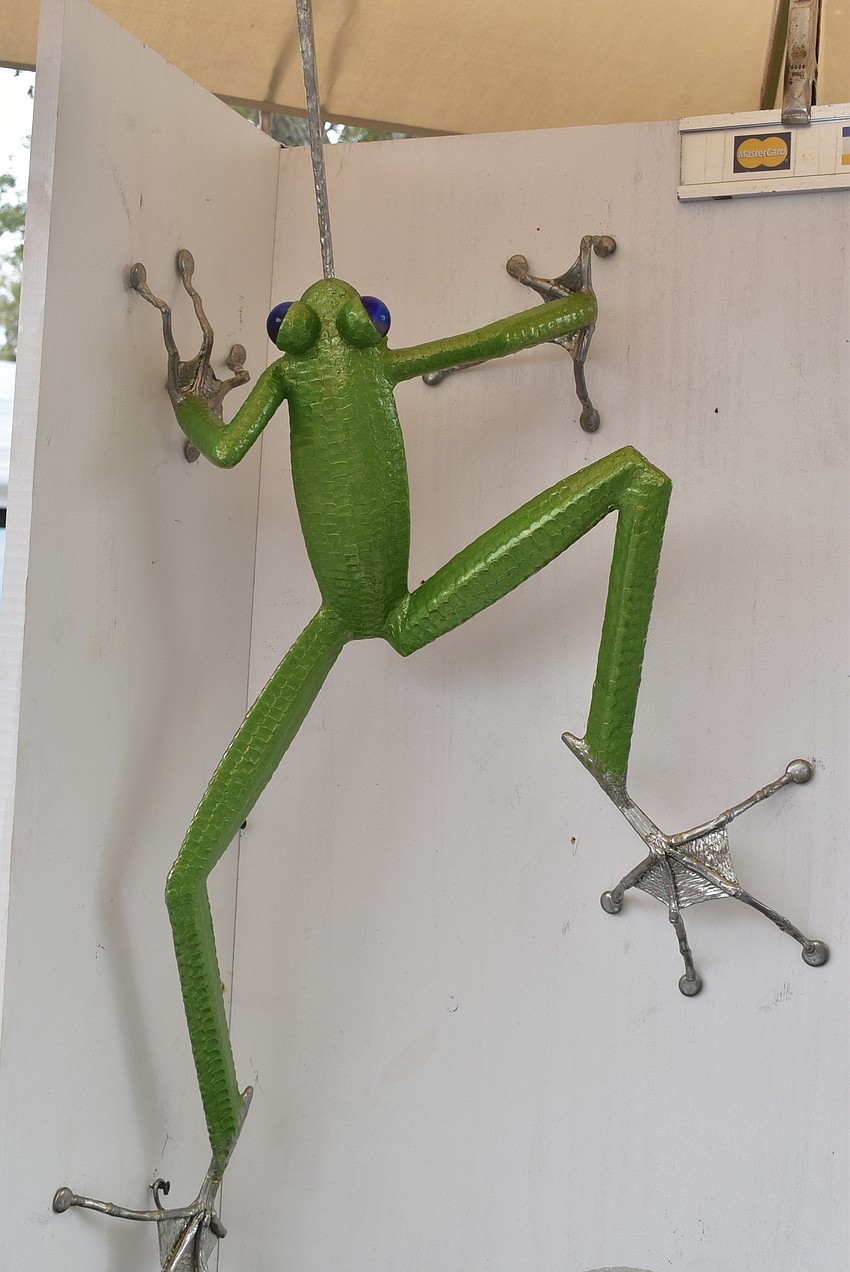 Don McCullough makes metal art, like this tree frog that's meant to hang from a ceiling.