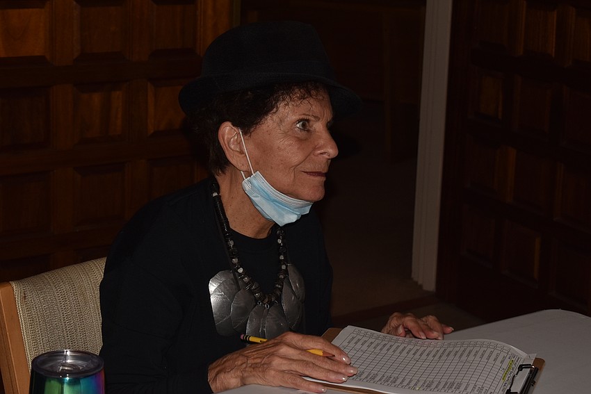 Barbara Pressman took tickets at the entrance.