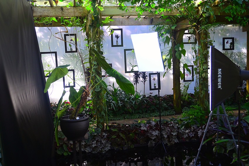 The exhibit has several photo stations meant to resemble the space Robert Mapplethorpe may have worked in. (Photo: Spencer Fordin)