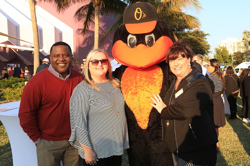 Alford Mathews, Ashley Pullon, the Oriole bird and Lana Walsh