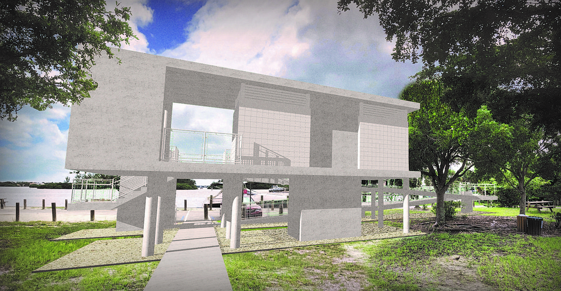 A model of what the new restroom pavilion at Nora Patterson Park will look like once completed. (Photo courtesy of Sarasota County)