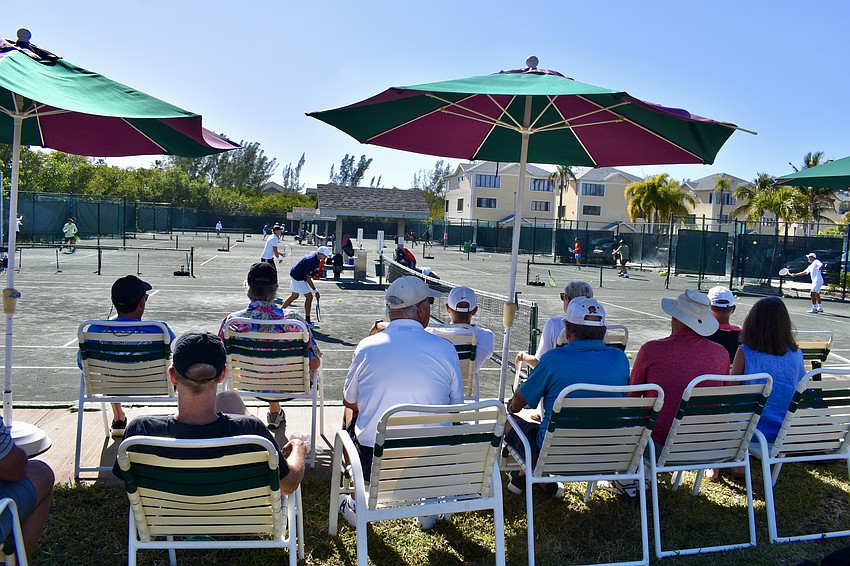Several dozen tennis fans watched the proceedings at Cedars Tennis Resort and Club.