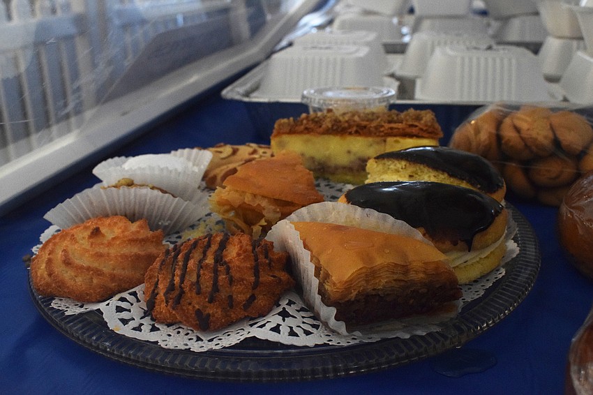People love trying the assortment of Greek pastries available at the Greek Glendi.