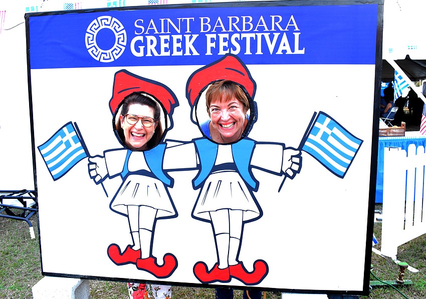 Myakka City's Susan Comes and Tara's Becky Emmett commemorate their time at the Greek Glendi.