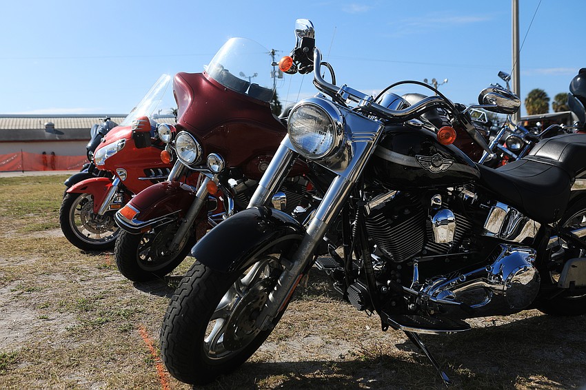 Hundreds of motorcyclists parked their bikes.